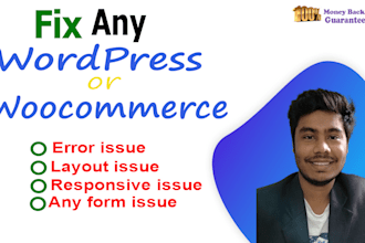 fix wordpress or woocommerce any issue
