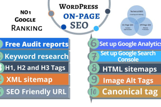 make wordpress, shopify, wix, on page SEO fixes for growing organic traffic