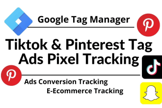 setup pinterest tracking, tiktok conversion tracking via GTM, claim your website