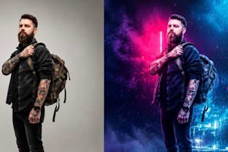do photoshop editing, face swap and picture composition
