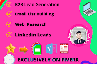 do b2b lead generation and email listing  by web research