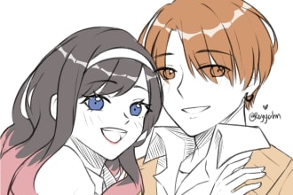 draw neat couple sketches of your charactes headshot only