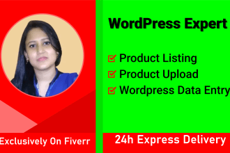 do wordpress data entry, blog post and woocommerce product upload or listing
