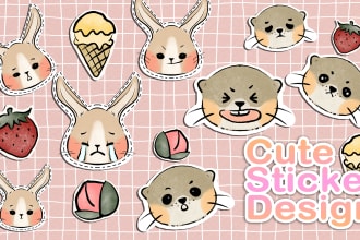 create cute and chibi animals for stickers, character design