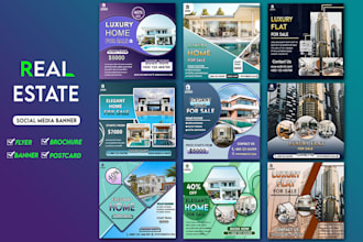 design professional real estate flyer, banner, brochure and social media post