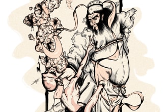 paint ancient japanese style illustration