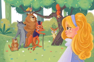 draw beautiful professional children story book illustration