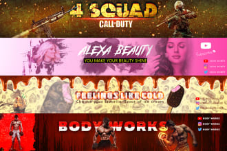 create youtube banner, channel art, social media header design