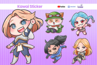 custom chibi icon commision kawaii sticker for twitch emotes or vtuber live2d