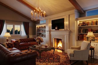 create photo 3d rendering interior exterior house restaurant