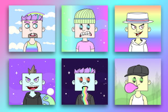 custom nft art design, nft collection, cartoon nft arts, nft creator, nft design