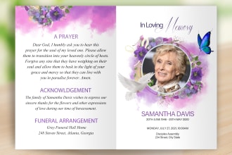 design elegant funeral flyer, obituary program, memorial
