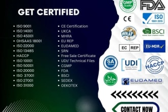 provide iso certification of 13485, 22000, 9001, 14001, and 45001