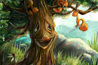draw a children story book illustration