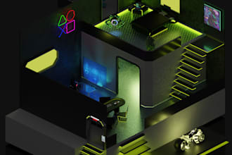 build professional 3d scifi cyberpunk nft penthouse