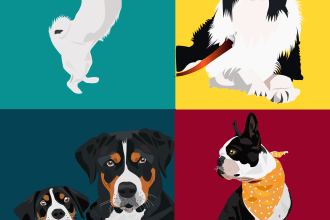 draw your dogs or any pets into vector illustration