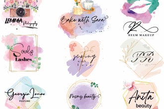 design boho feminine watercolor logo or hand drawn