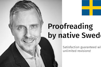 do a professional proofreading and edit of your swedish text