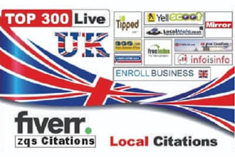 create top 350 UK local citations and directory submission  for local SEO