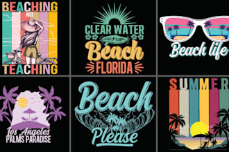 do minimal retro vintage beach tshirt, summer tshirt design