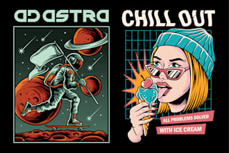 create illustration for the needs of tshirts and merchandise