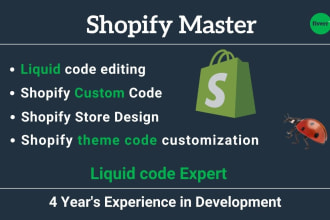 do shopify bug fix, shopify store, and liquid code problems
