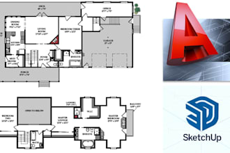 draw 2d floor plan and 2d elevations