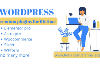 install astra, elementor, wpform, woocommerce and many more