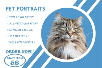 draw your dogs or any pets into cartoon portrait