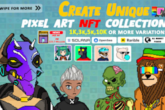 create unique pixel nft design, pixel art nft collection