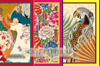 create silk scarves shawl pattern design for textile and prints