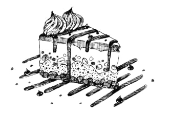 create drawing for cooking book, article, menu, coloring book