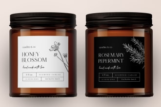 do luxury minimalist candle label and product label