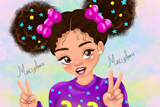 draw whimsical digital kids picture book and children book illustration