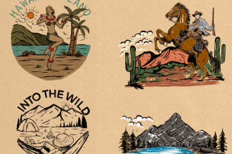 create vintage retro illustration for t shirt ,vintage logo