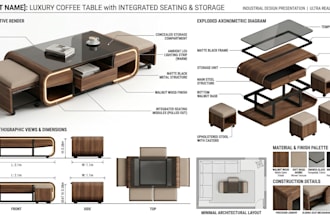 design modern luxury furniture presentation boards in 3d