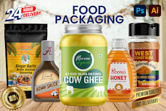 do food jar labels, modern spice packaging, hot sauce label, pouch label design