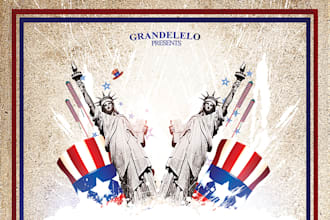 share a 4th of July Party Flyer PSD