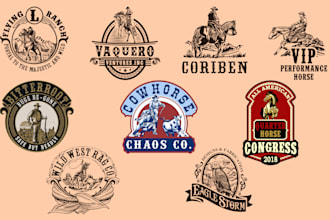 create hand drawn vintage logo western in my style
