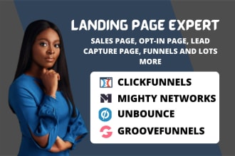 design landing page on clickfunnels, unbounce, mighty networks and groovefunnels