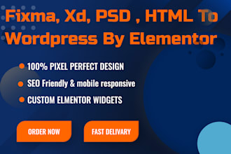 convert figma to wordpress,  xd, psd, sketch to wordpress by elementor widgets