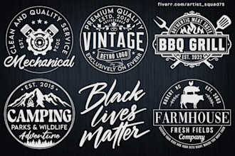 create typography hand lettering, vintage, retro, outdoor logo circle style