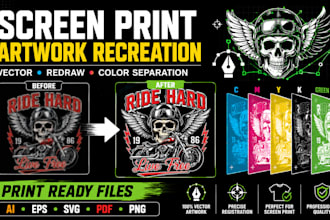 create screen print and color separation print ready