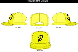 design a hat and cap with tech pack with mockup