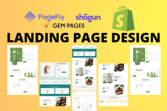 design shopify product landing page by pagefly, shogun, gempages