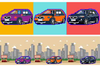 draw vehicle pixel art for your nft art collection