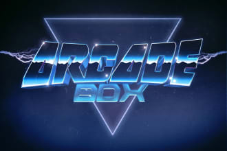 do an 80s logo in vintage 3d text with synthwave styles