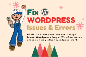 fix wordpress website error, issues in 2 hour