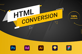 convert figma, xd, sketch, or PSD into responsive HTML