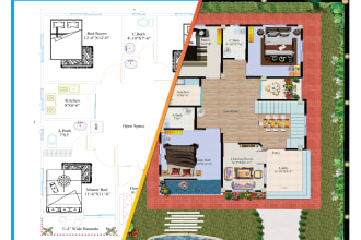 render real estate floor plan, site plan, master plan landscape and city permit